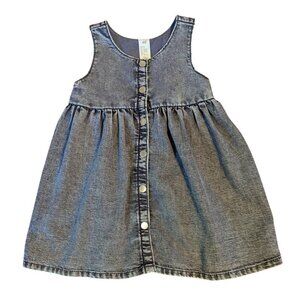 Acid Wash Front Snap Button Dress H&M 2T Space Dye Grey Black Denim